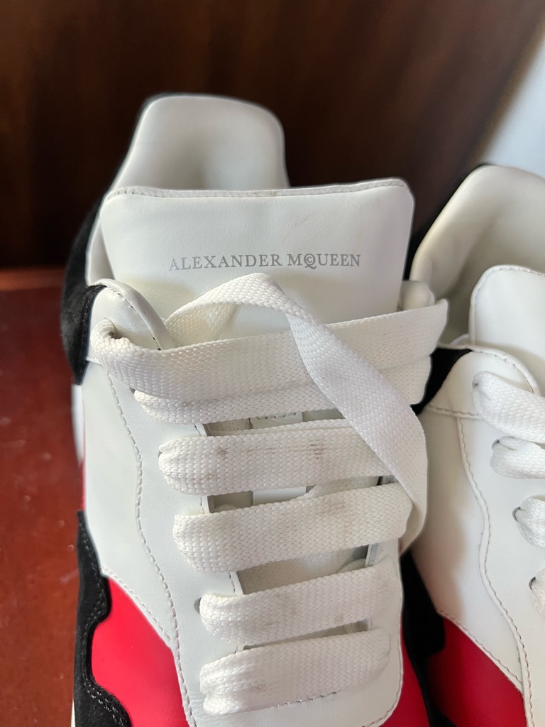 Alexander Mcqueen White Sneakers With Red & Black Panels